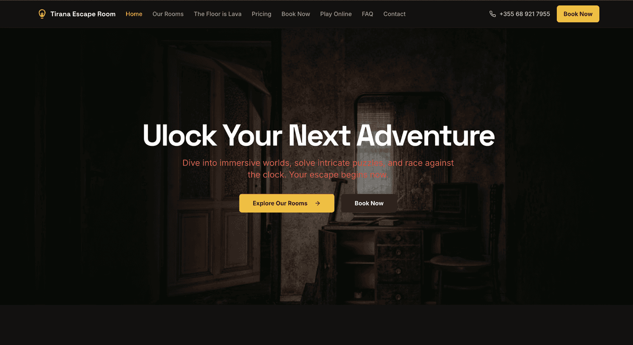 Tirana Escape Room Website